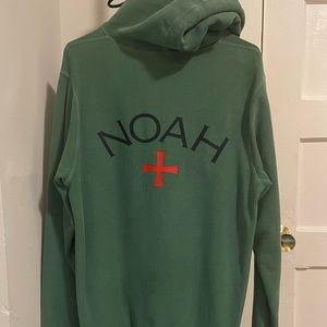 Noah NYC zipped hoodie in faded green.